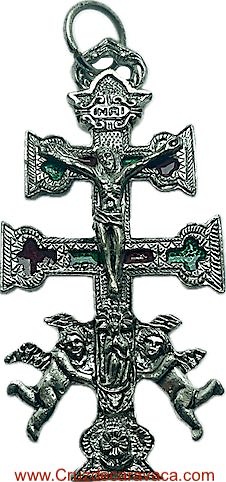 CARAVACA CROSS WITH ANGELS WITH HISTORY OF THE EMERGENCE OF THE CROSS 