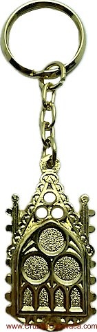 KEY RING CROSS OF CARAVACA IN GOTHIC GOLDEN CHAPEL 