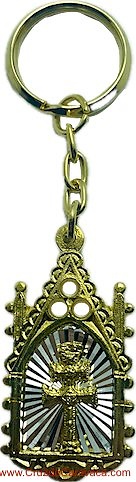 KEY RING CROSS OF CARAVACA IN GOTHIC GOLDEN CHAPEL 