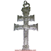 LARGE DOUBLE-SIDED METAL CROSS OF CARAVACA